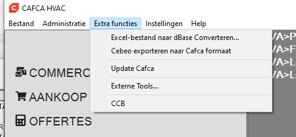 Update Cafca Windows via hoofdmenu