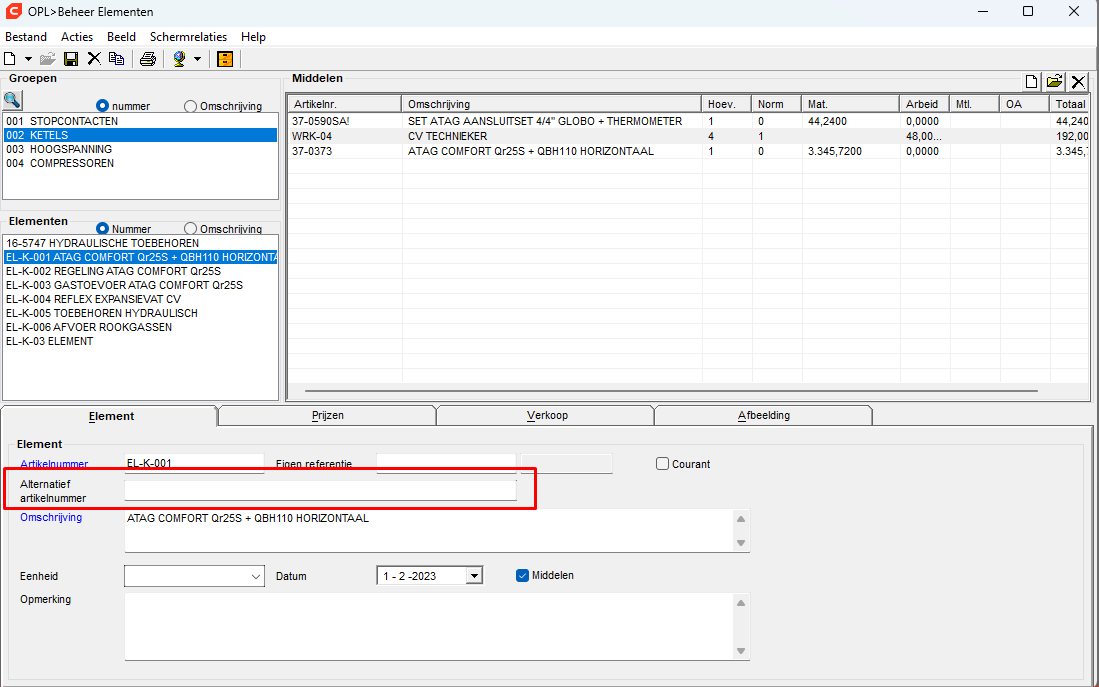 alternatief artikelnummer in materiaalbeheer 2